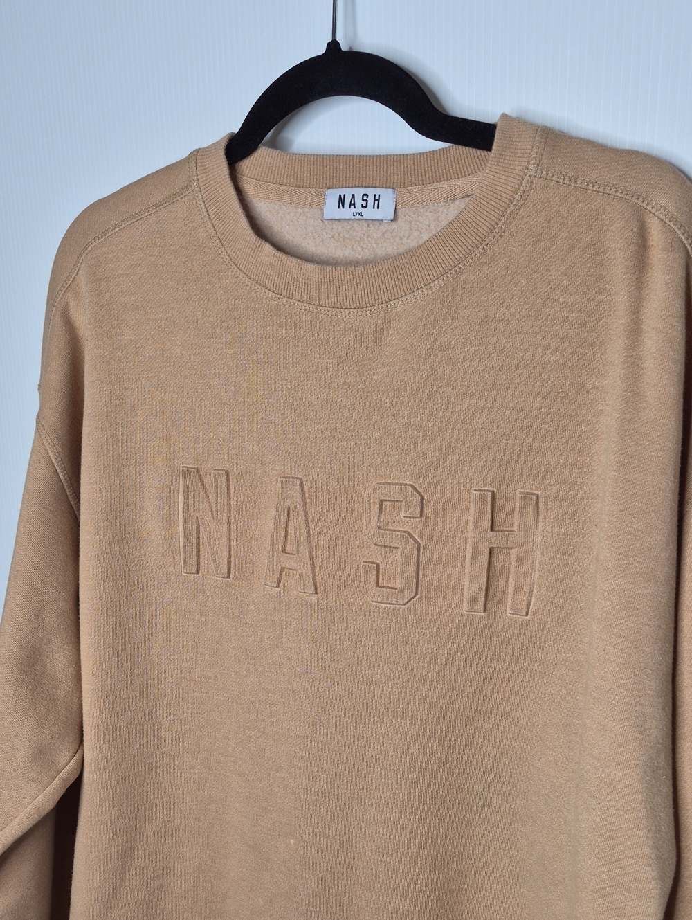 Nash Unisex Iconic Crewneck Sweater Tan Size L/XL